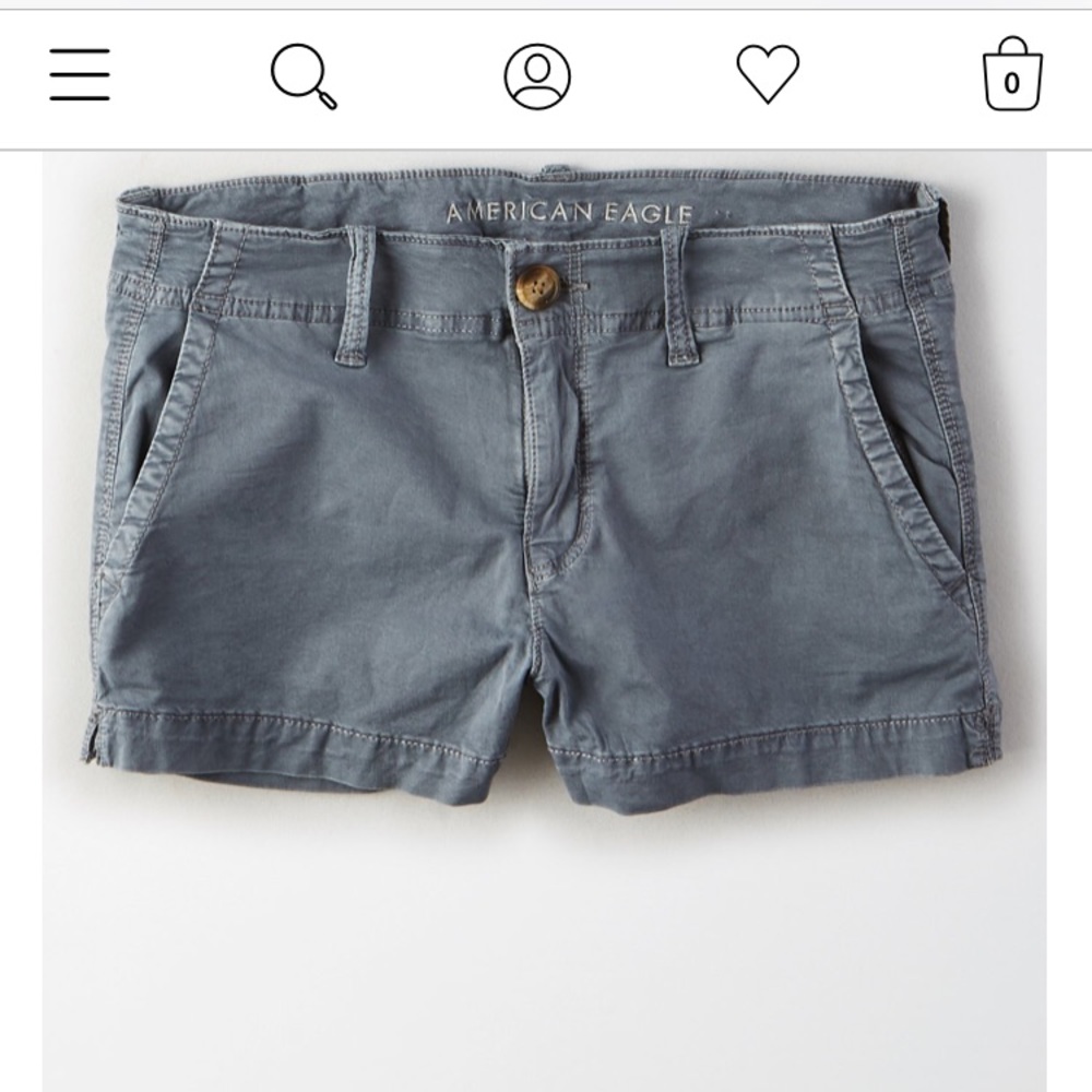 Mid Rise Blue Khaki American Eagle Stretch Shorts